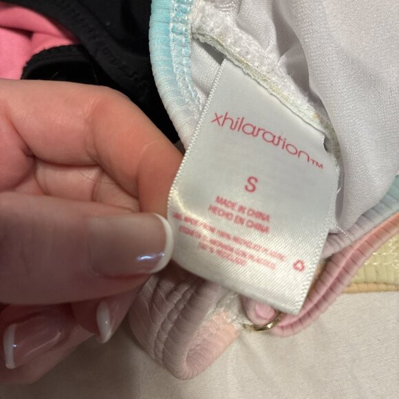 xhilaration bikini Rainbow Colors Ribbed Top Small Bottom Medium - Picture 3 of 5